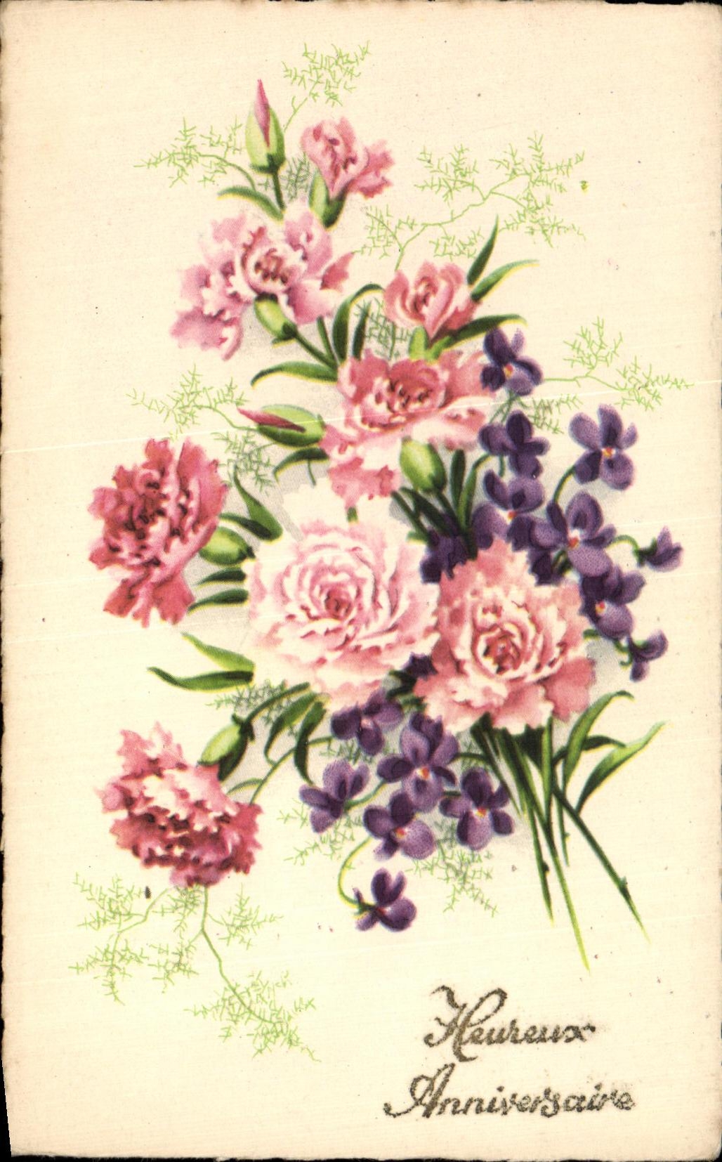 Cumpleanos feliz de las flores de la fantasia de CPA