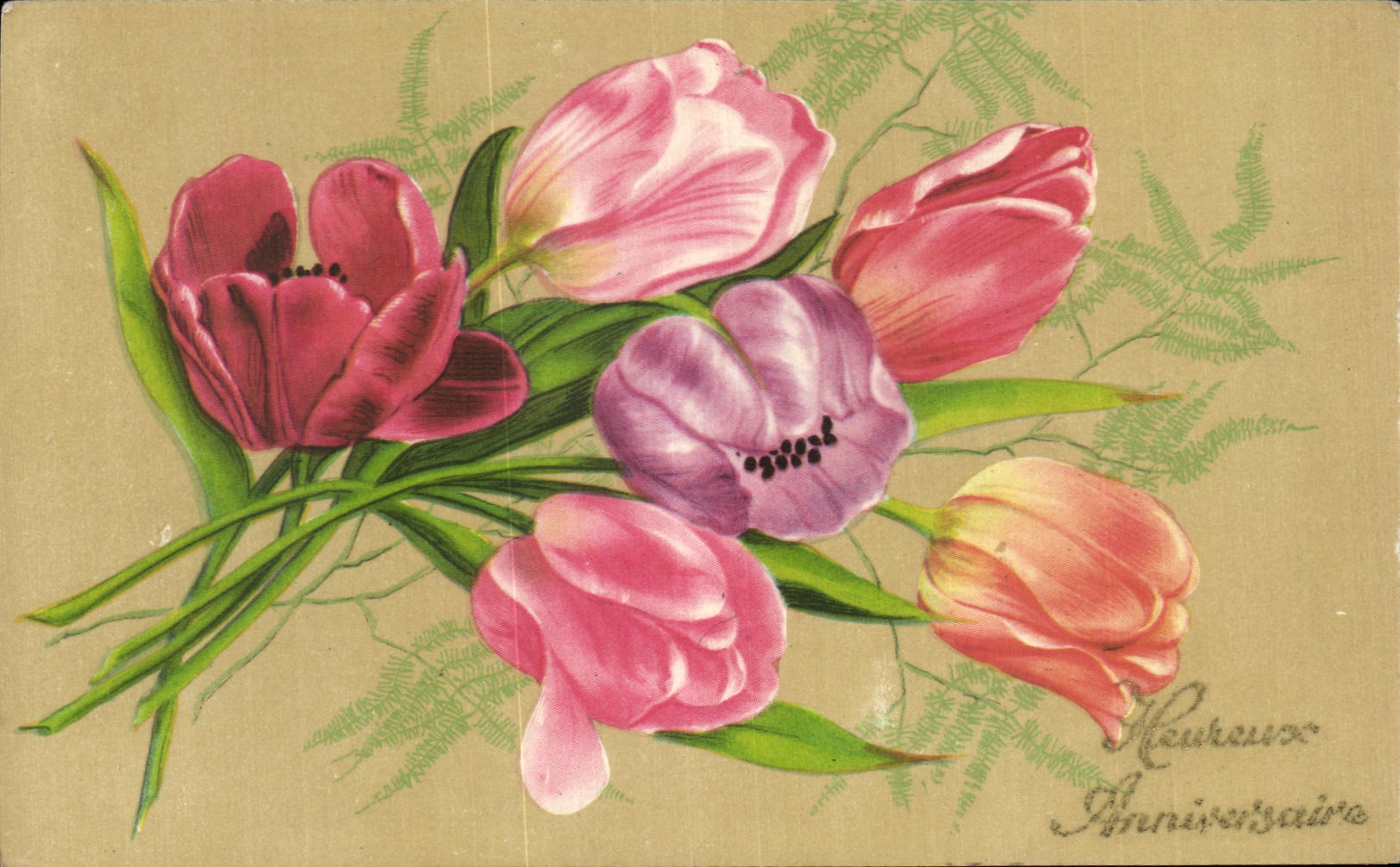 Cumpleanos feliz de las flores de la fantasia de CPA