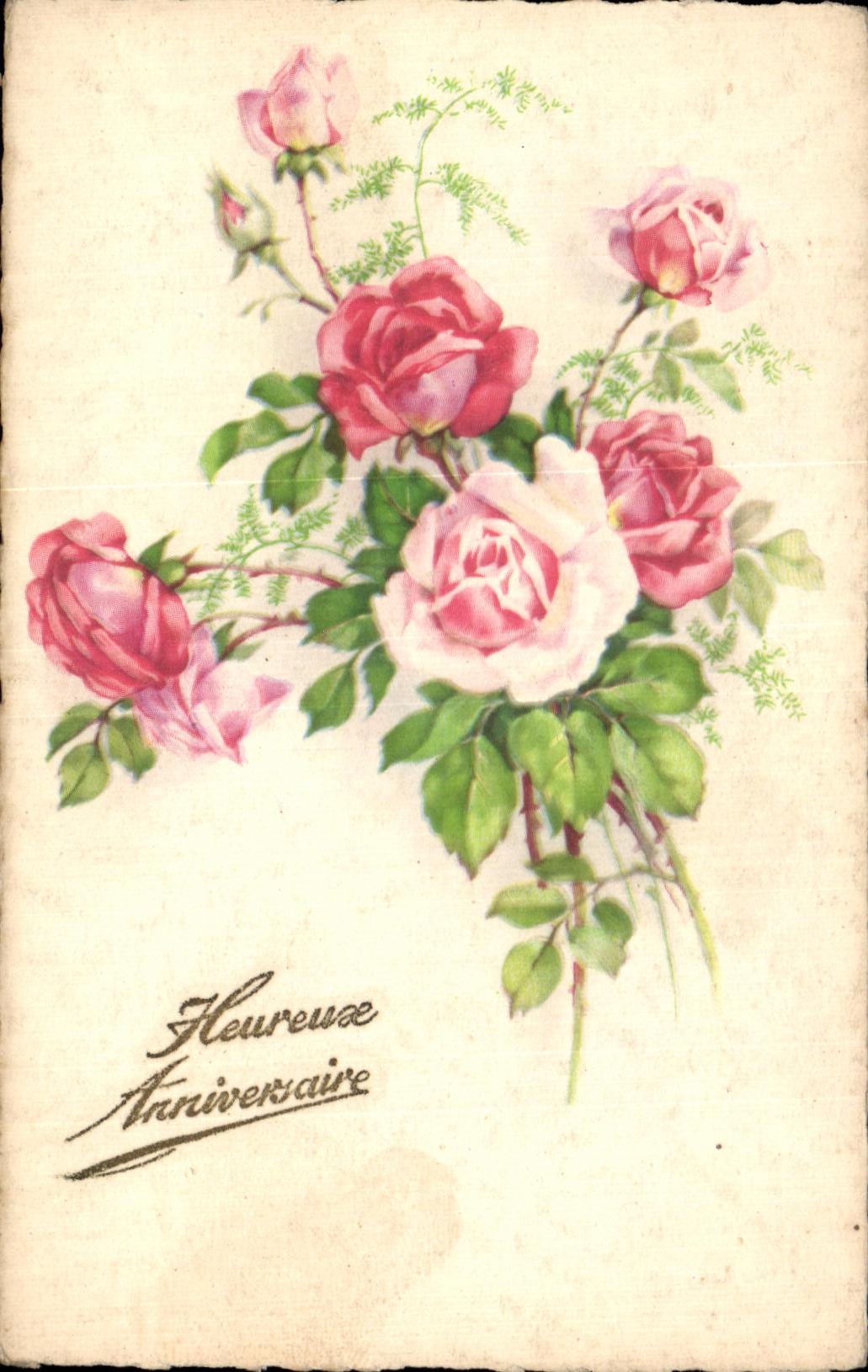 Cumpleanos feliz de las flores de la fantasia de CPA