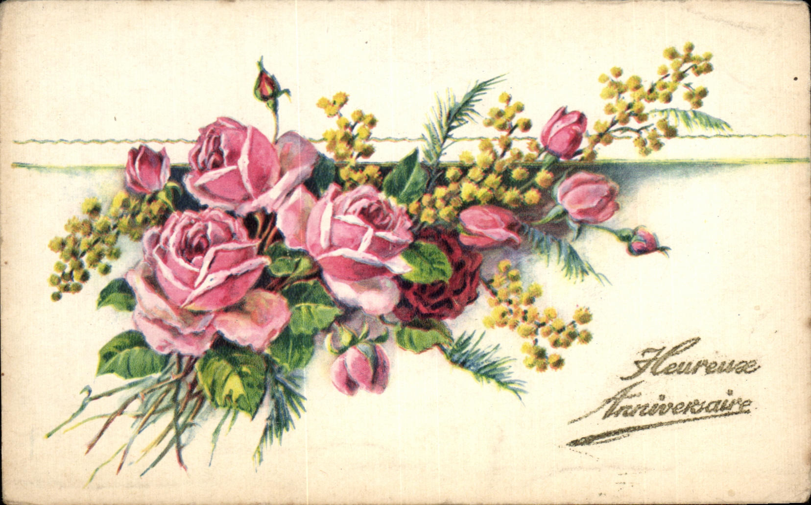 Cumpleanos feliz de las flores de la fantasia de CPA