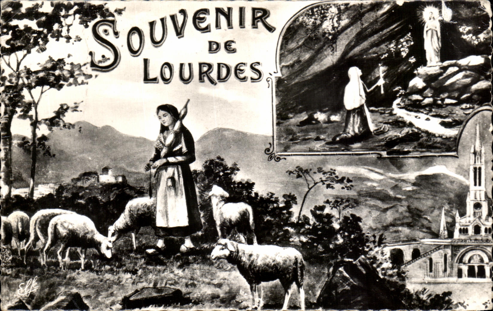 CPA Souvenir Of Lourdes Sheep