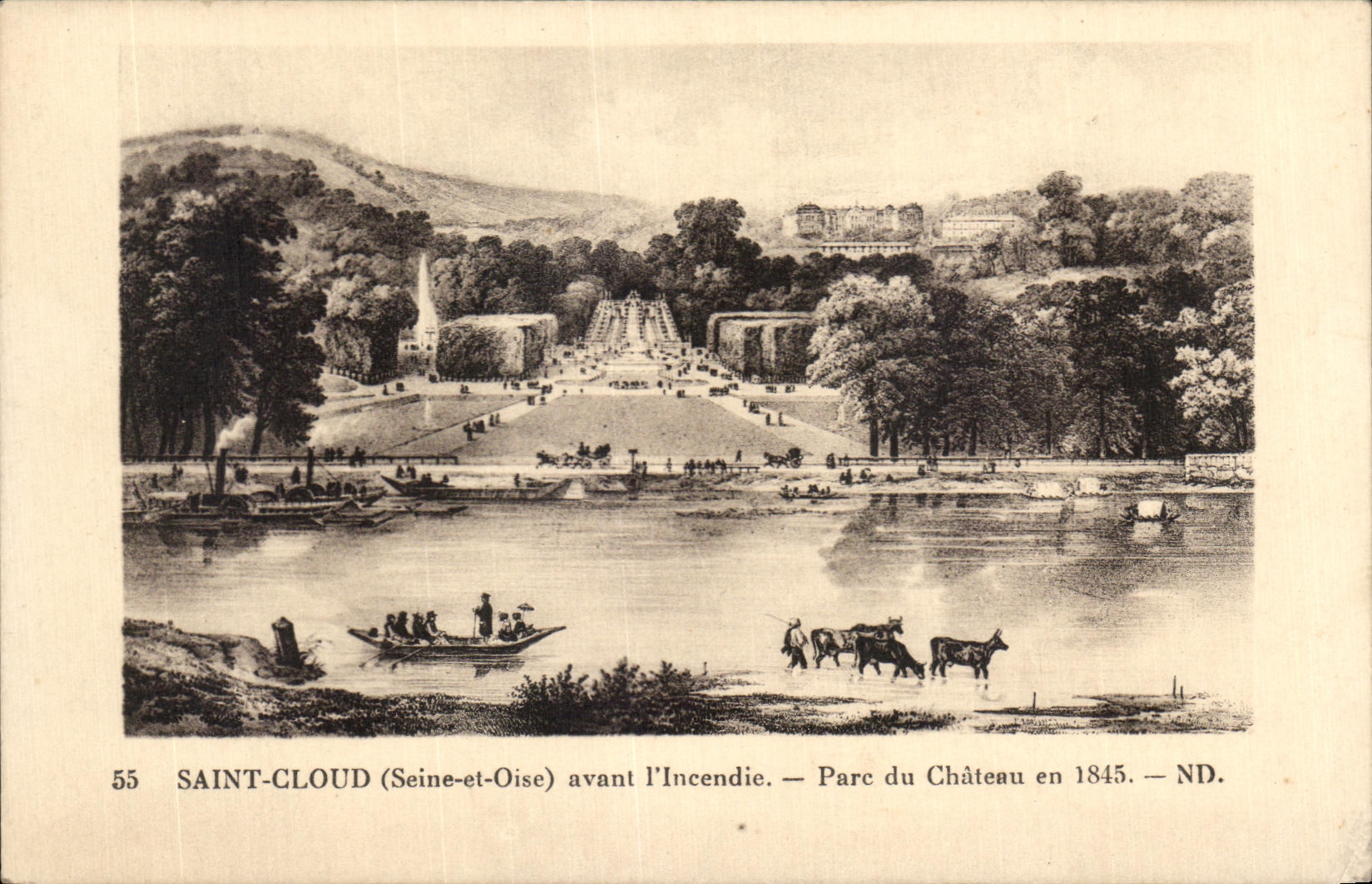 CPA Saint Cloud Before the Fire Park of the Castle in 1845