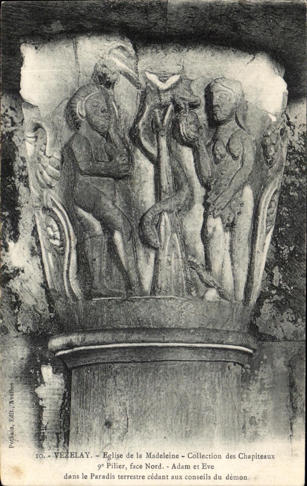CPA Vezelay Basilica of the Madeleine Adam and Eve in the terrestrial parradis yielding to the councils of the demon