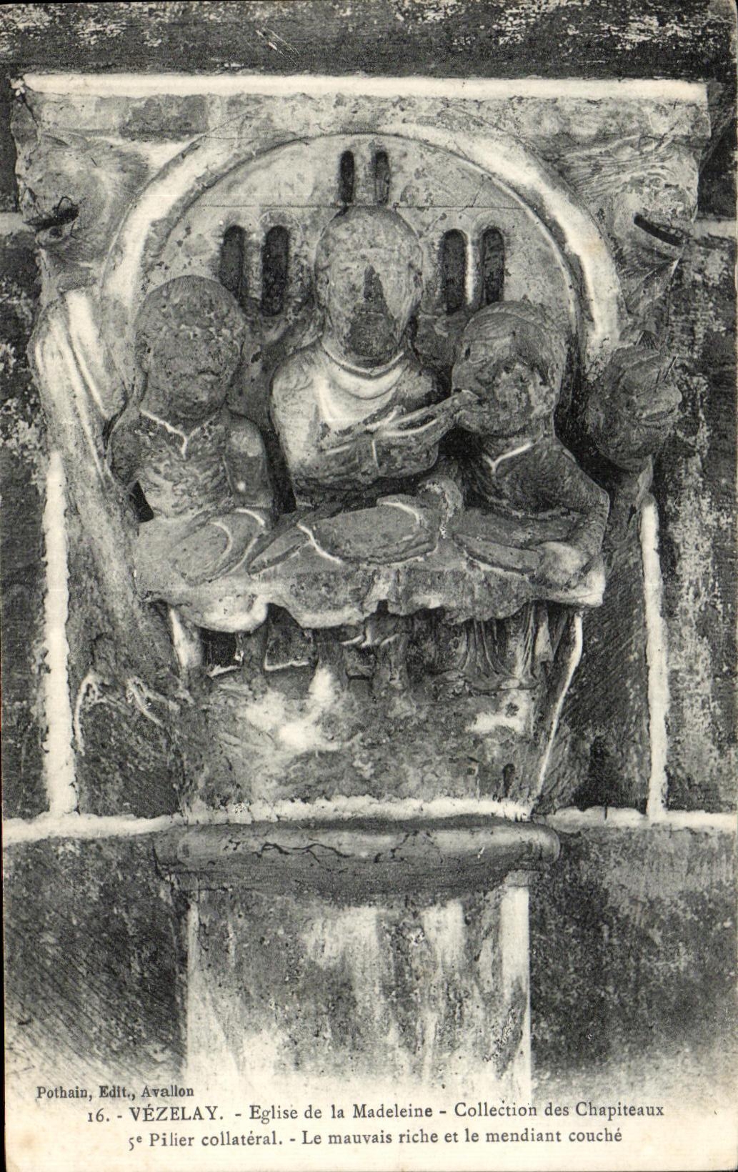 CPA Vezelay Church of the Madeleine Collection of the Capitals Collateral Pillar rich Mativais and the Beggar sleep