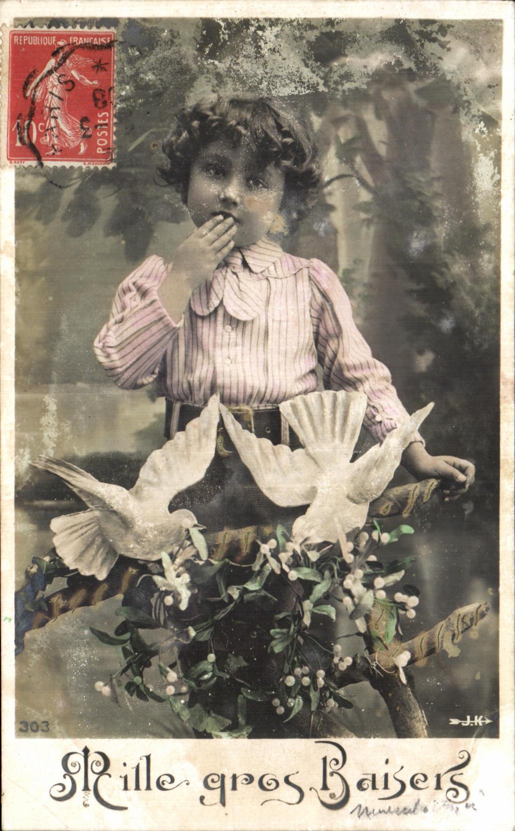 CPA Fantasy Child Doves Thousand Large Kisses