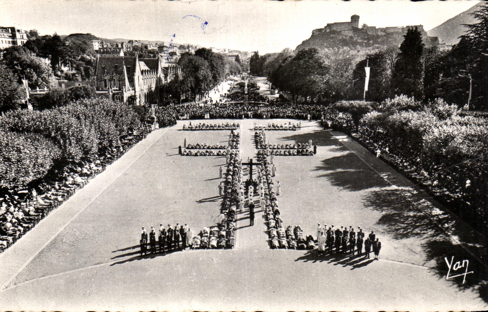 CPA Lourdes the Way Of Cross Of the Patients During the Rosary