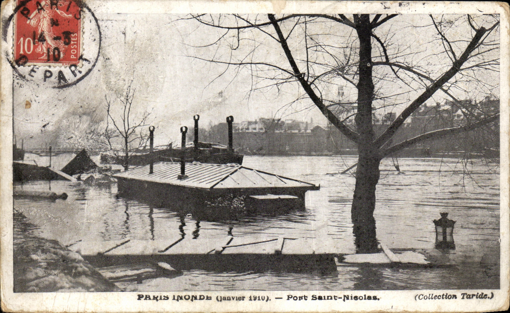 CPA Paris Floods Port Saint Nicolas