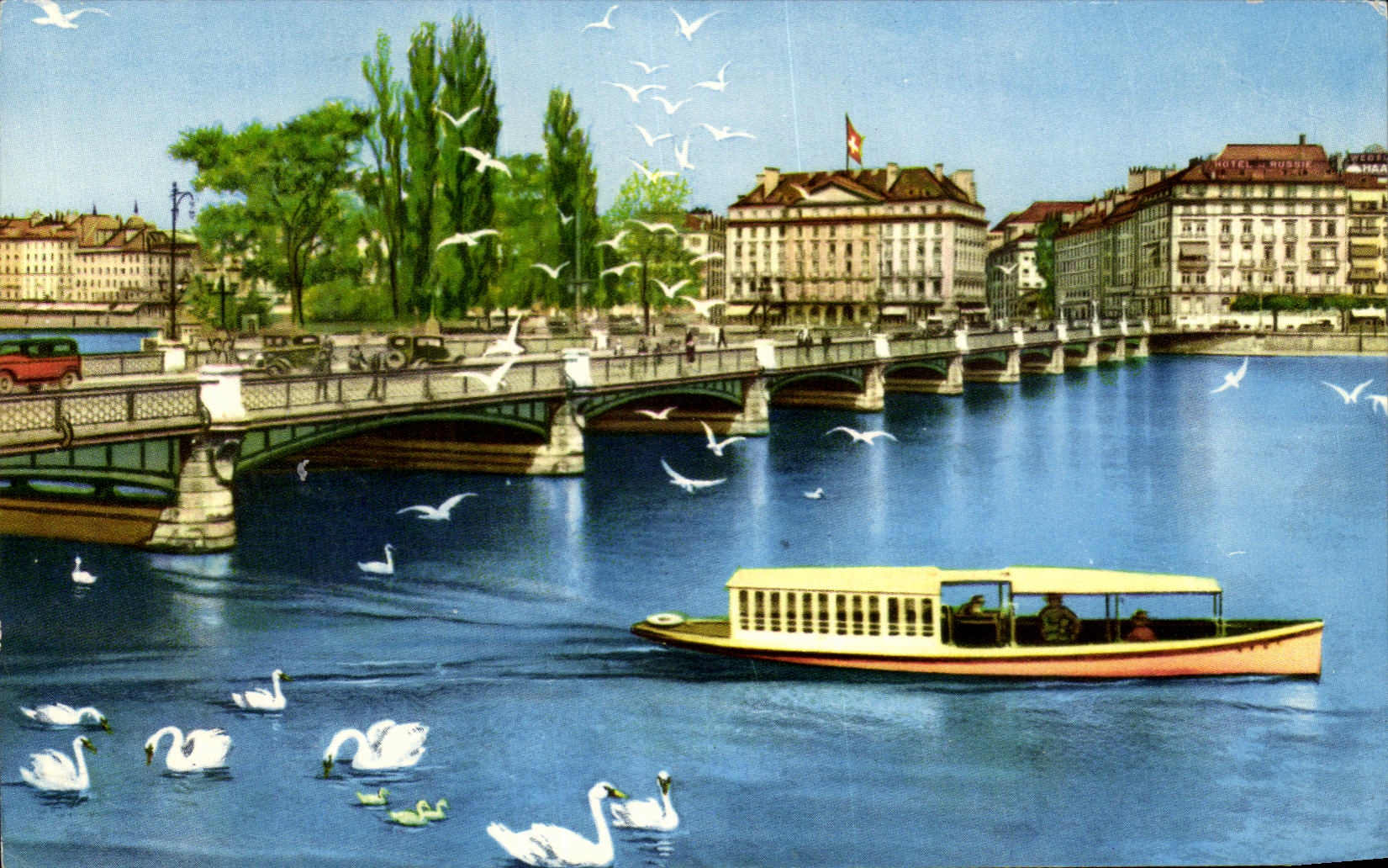 CPA Geneva the Bridge of Mont Blanc