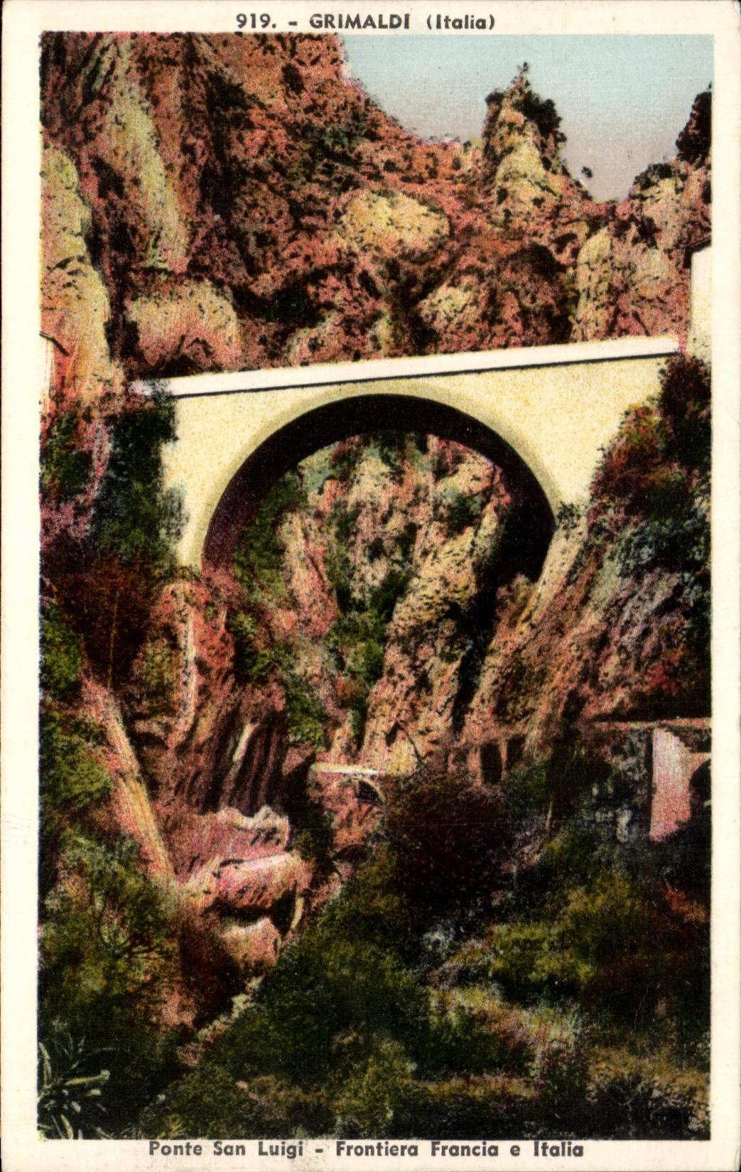 CPA Ponte San Luigi Frontiera Francia e Italia Grimaldi