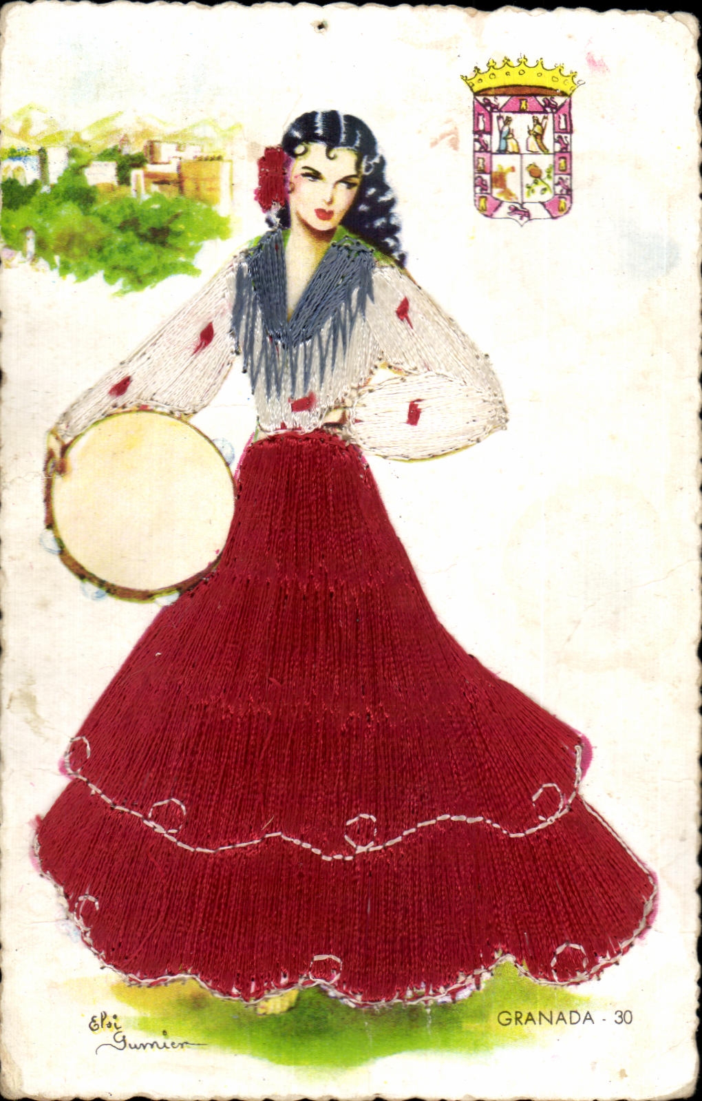 CPA Espagne Granada Folklore Costume Femme Espagne