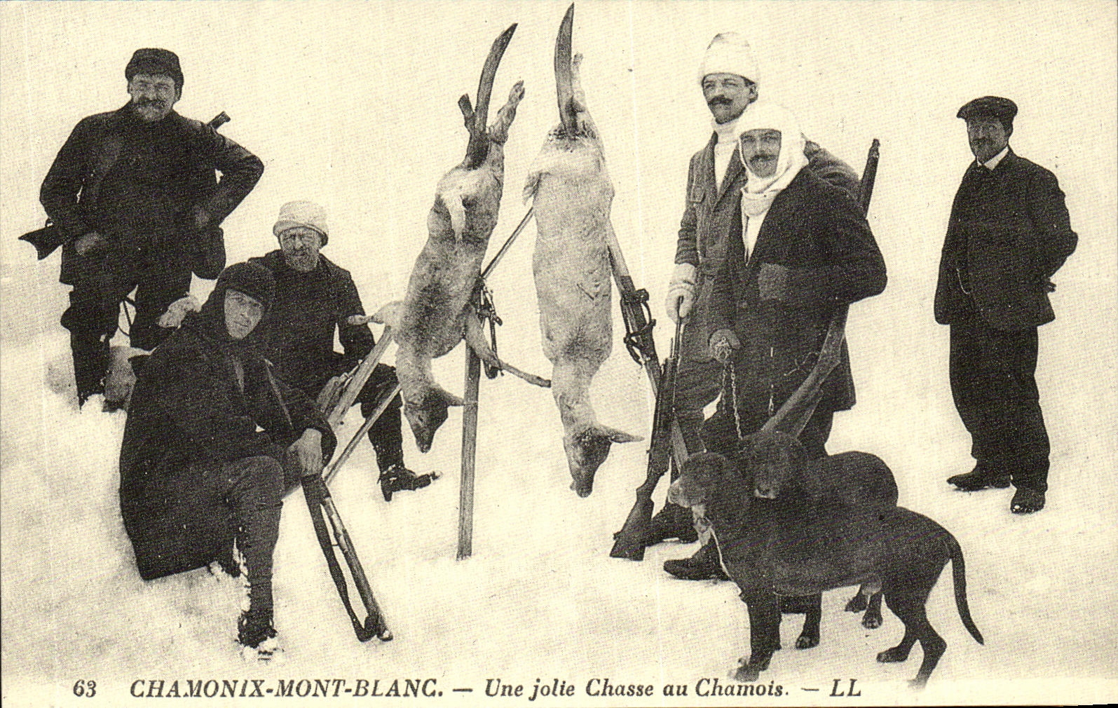 REPRO Chamonix Mont Blanc Une Jolie chasse au Chamois Chasseurs Chiens