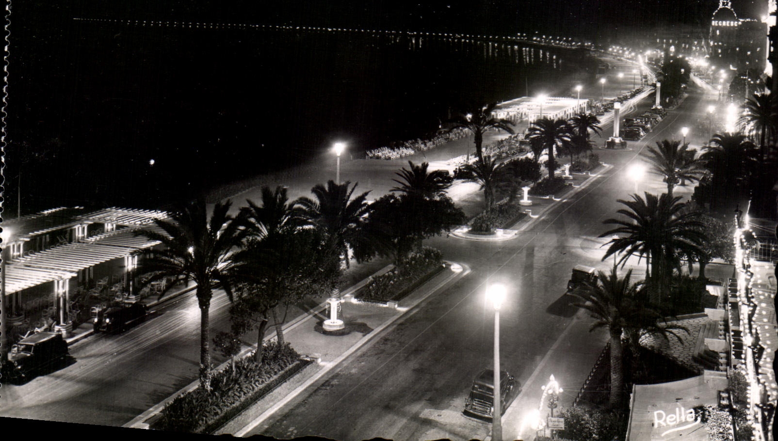 CPA la dimension Niza del azul la noche la caminata del ingles