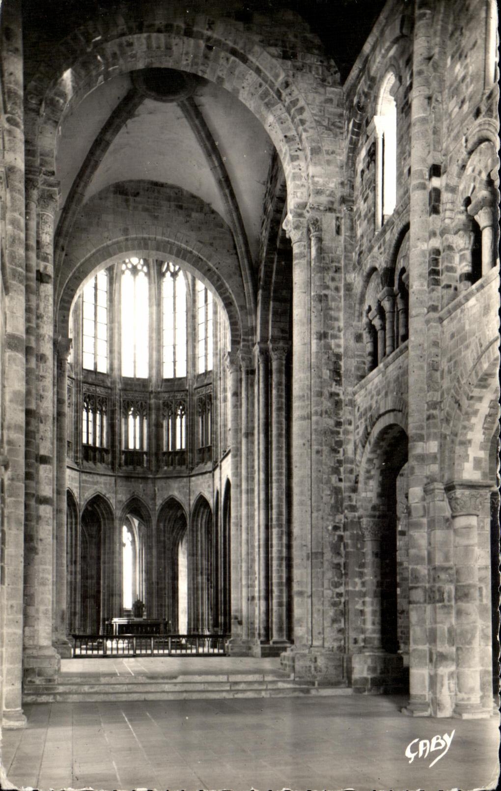 CPA the Mount St Michel the Abbey Interior of the Romance Church