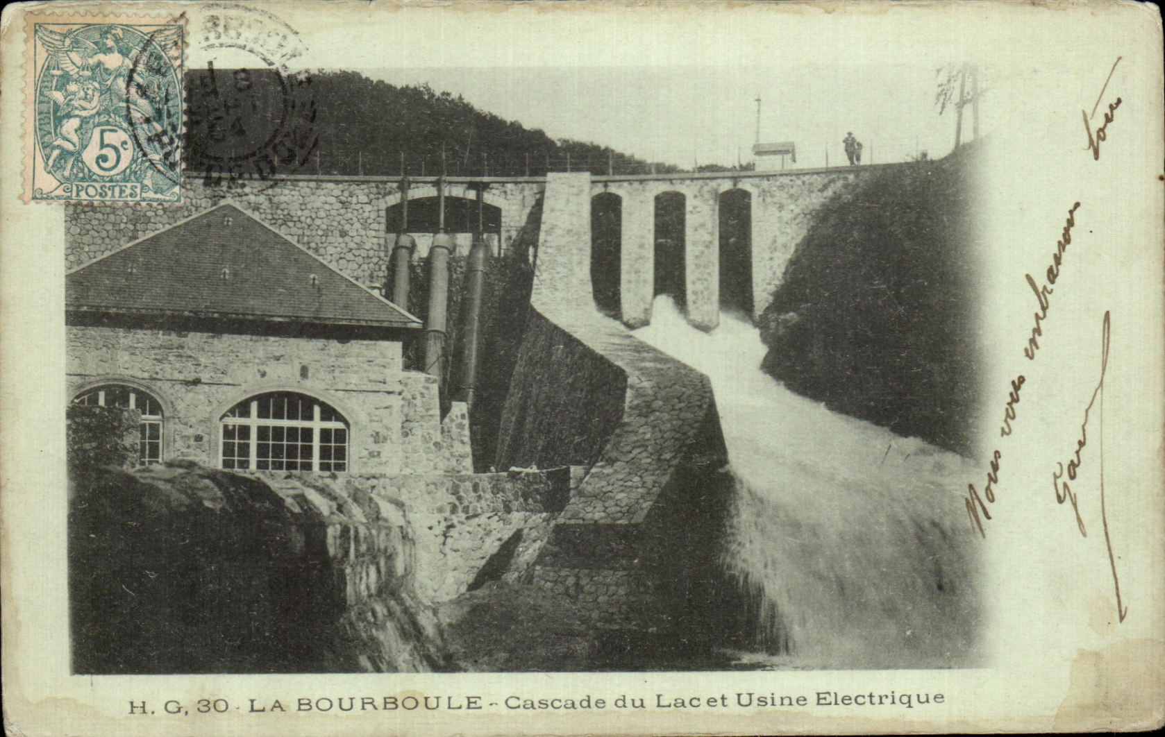 CPA Bourboule Cascades of the Lake and Electric Usine