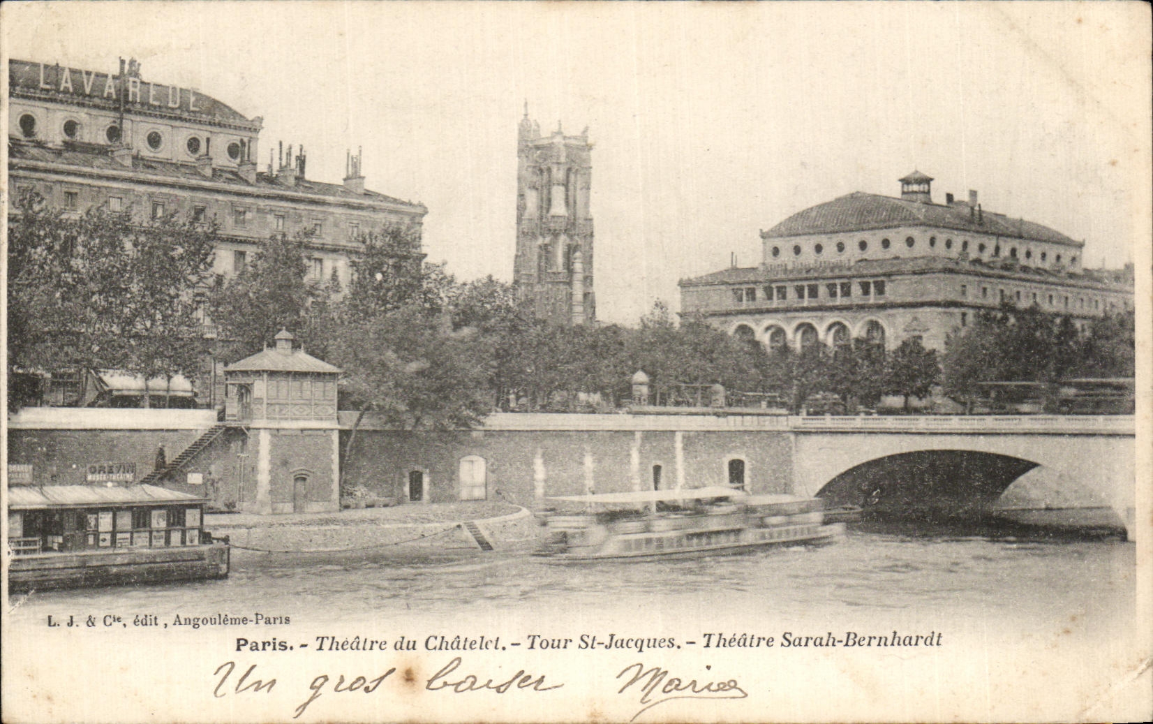 CPA Paris Theatre du Chatelet Tour St Jacques Theatre Sarah Bernhardt