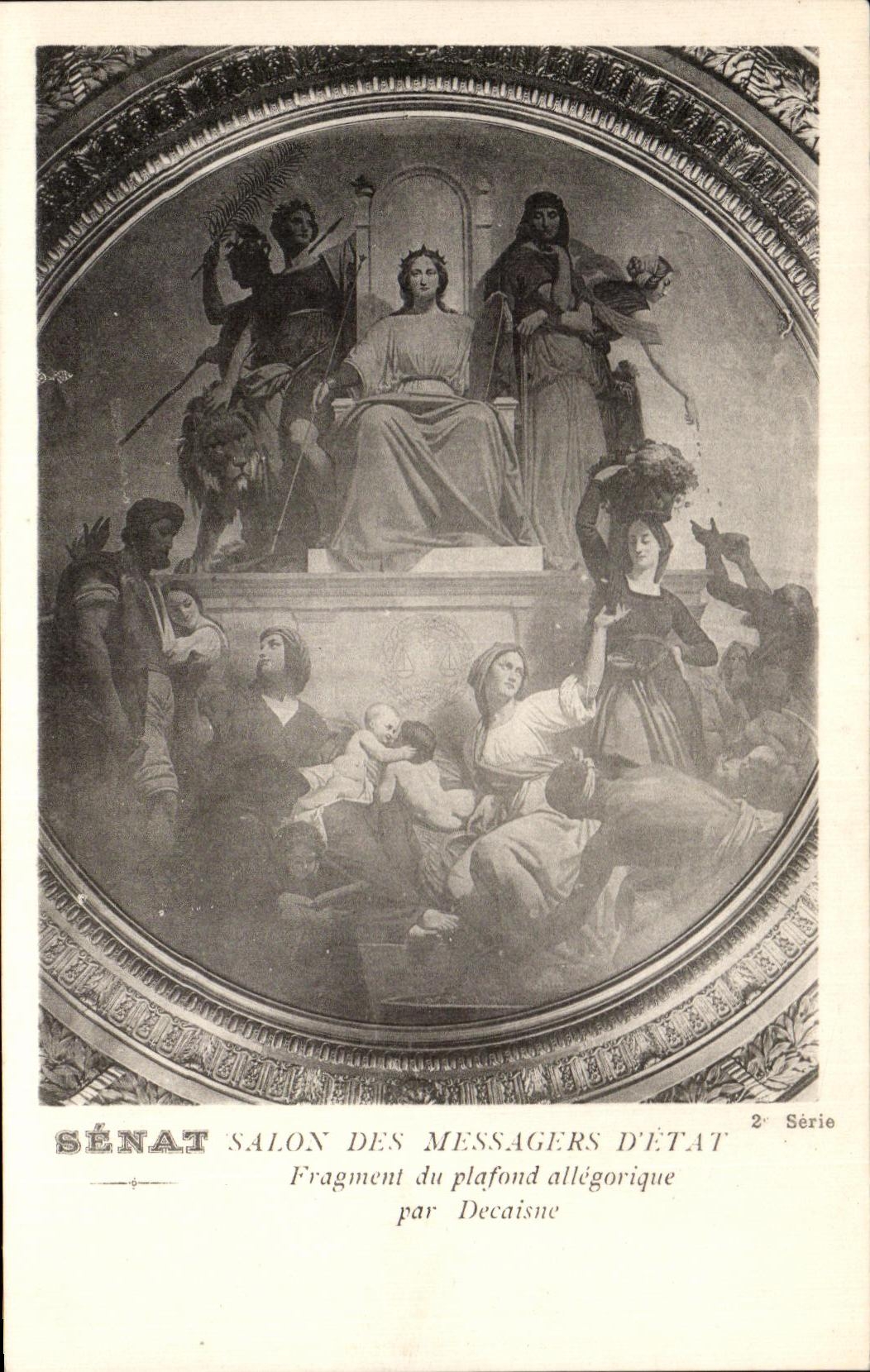 CPA Senate Living room of the Messengers Detat Fragment of the allegorical palfond by Decaisne