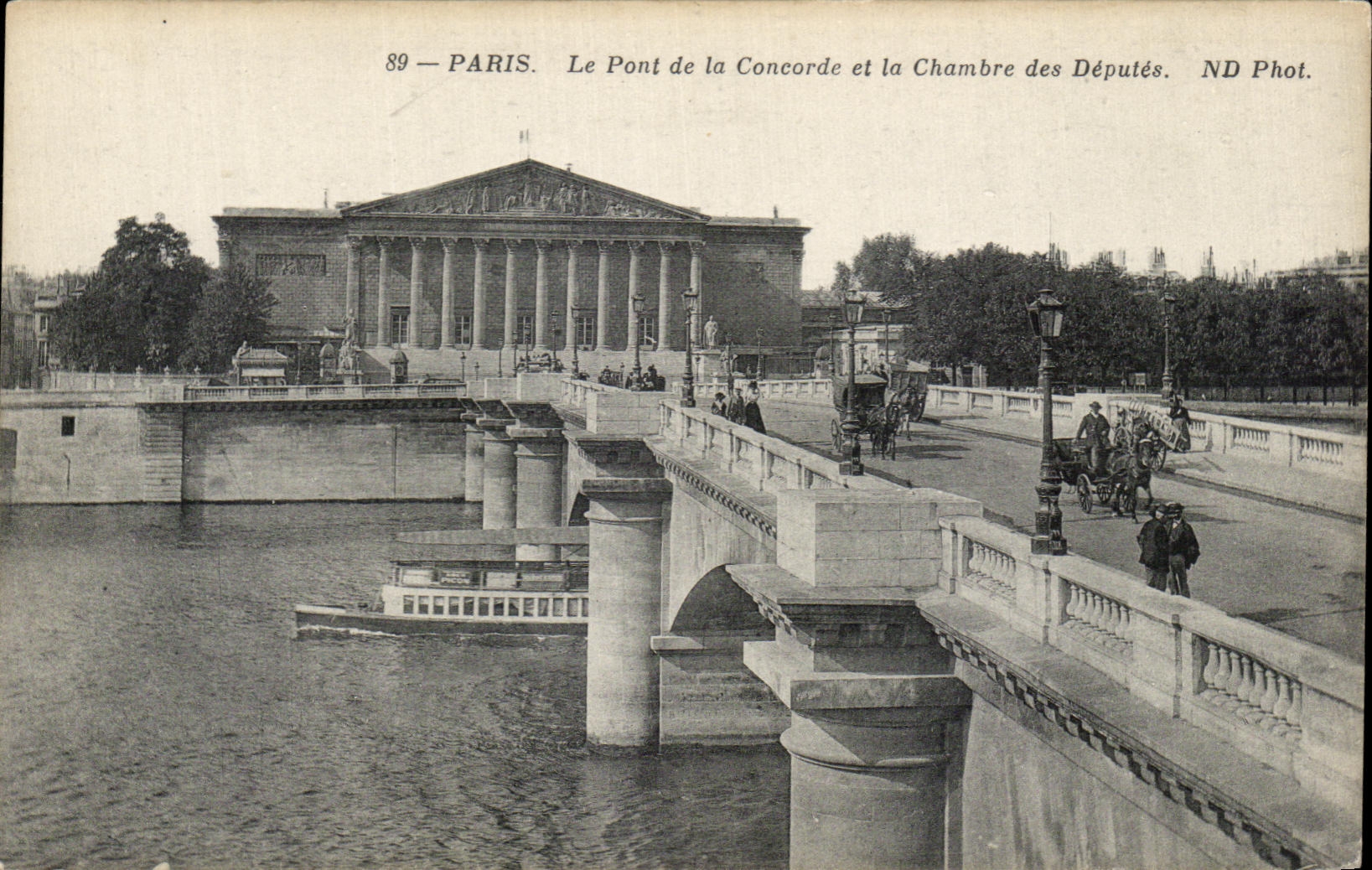 CPA Paris the Bridge la Concorde and the House of Commons Barge