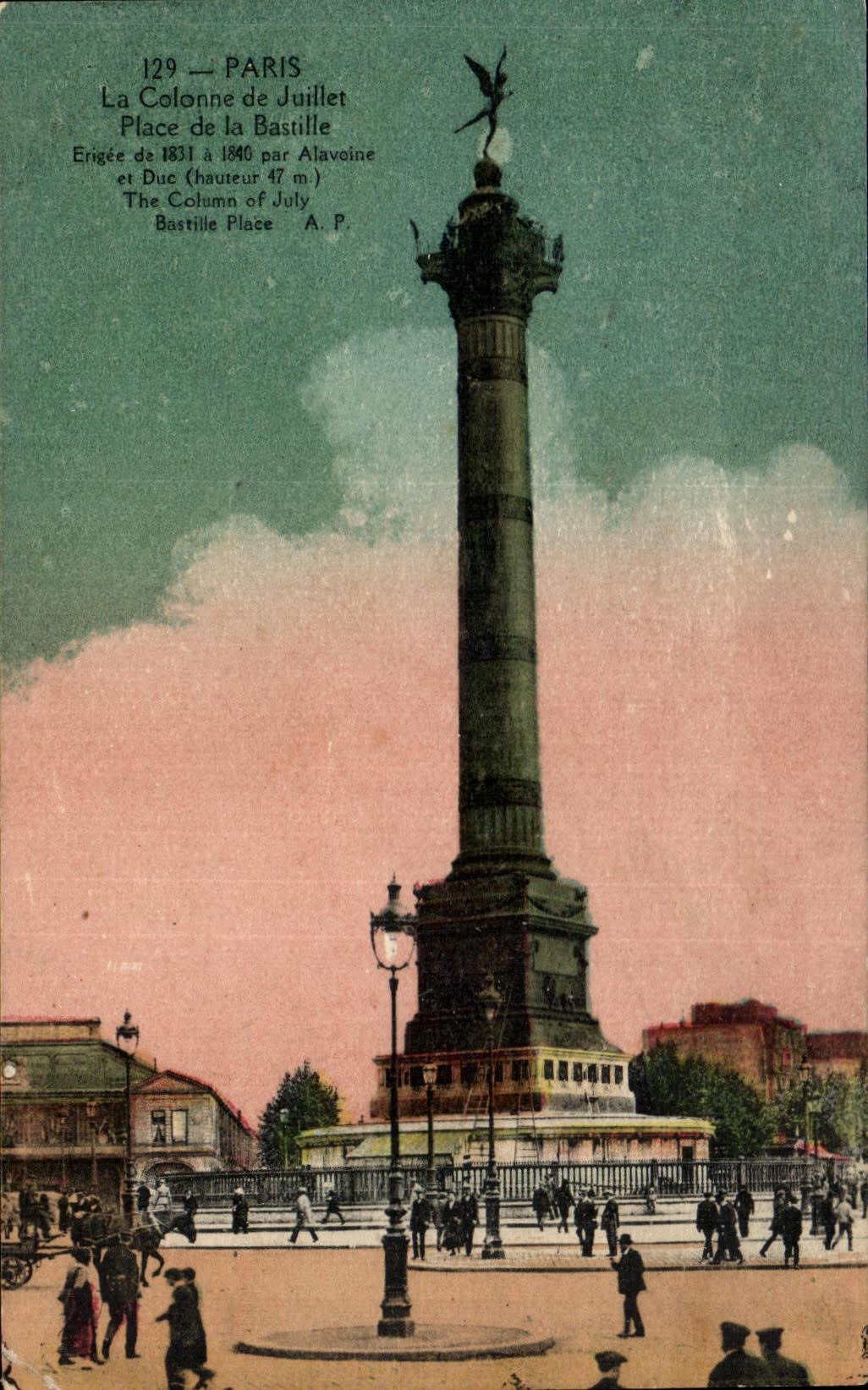 CPA Paris the Column of July Places Basilica