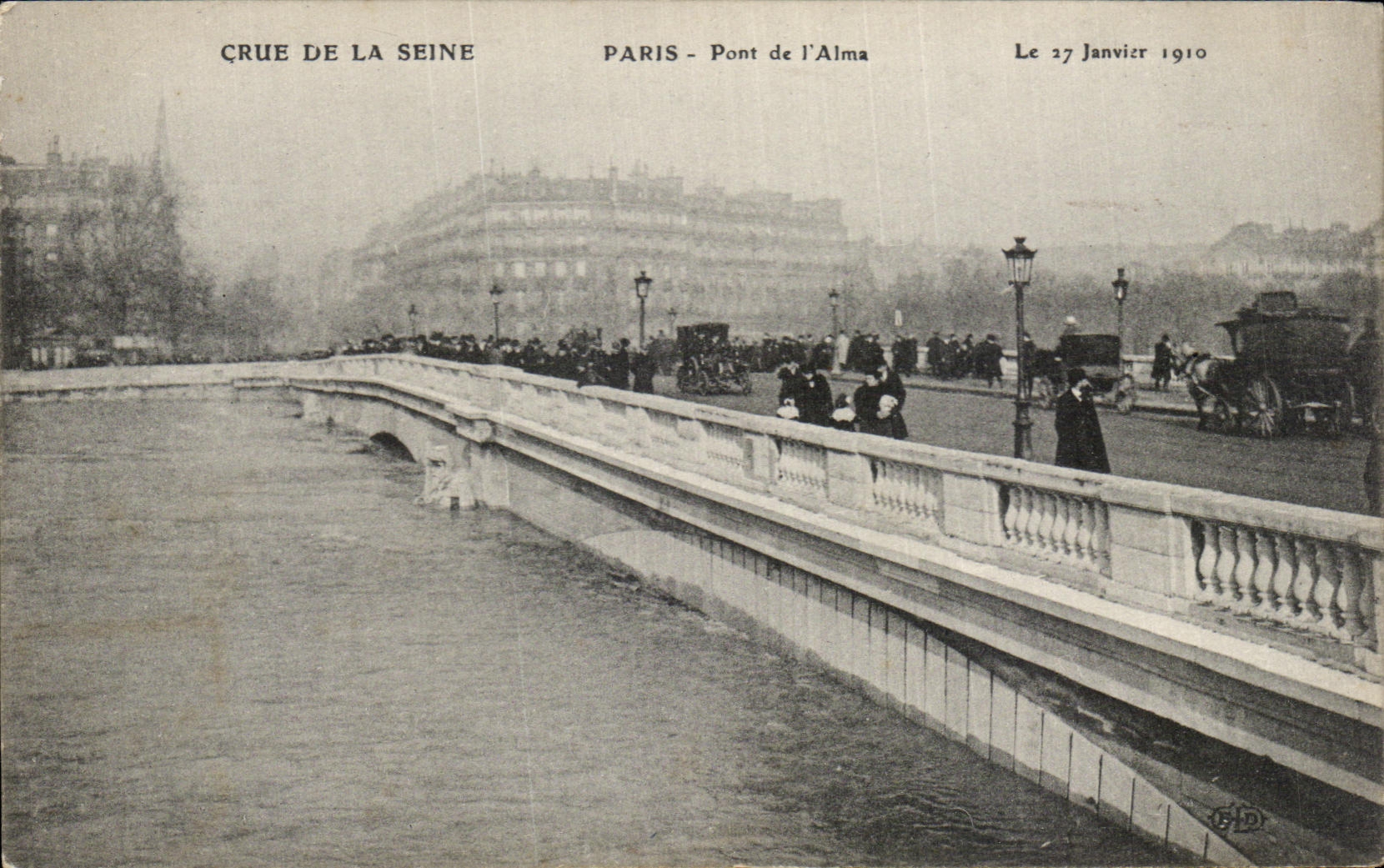 CPA Paris Pont de l'Alma Inondations 1910