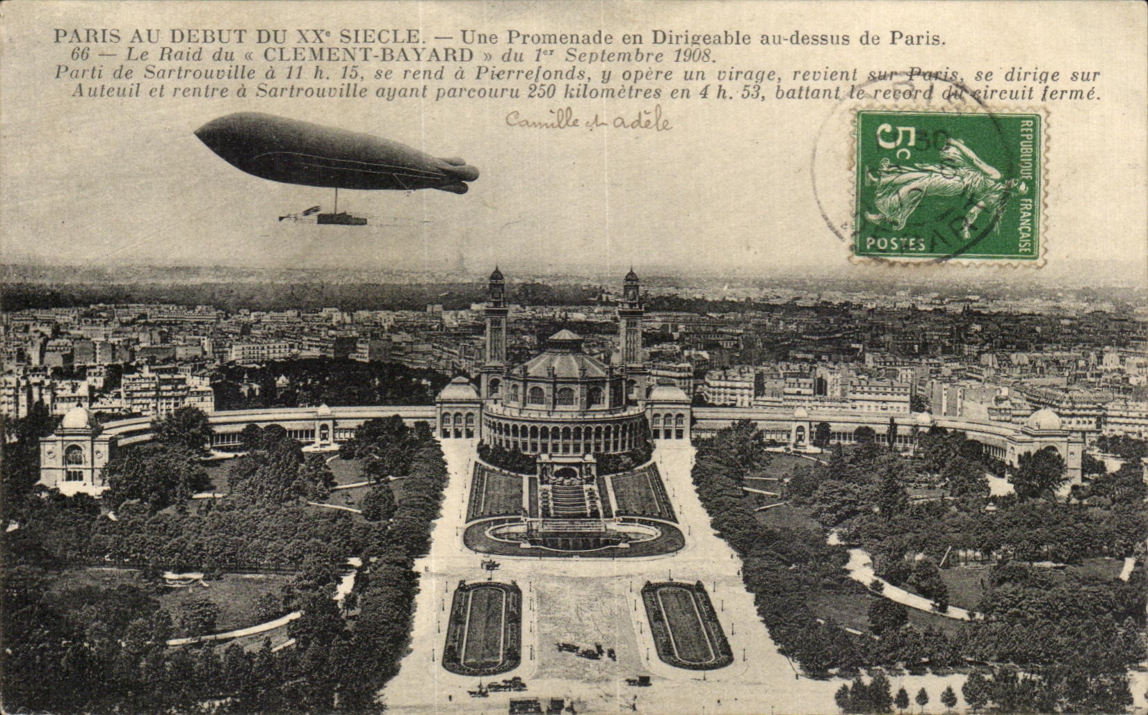 CPA Paris At the Beginning Of the Century a Walk in the Airship Zeppelin Trocadero Balloon