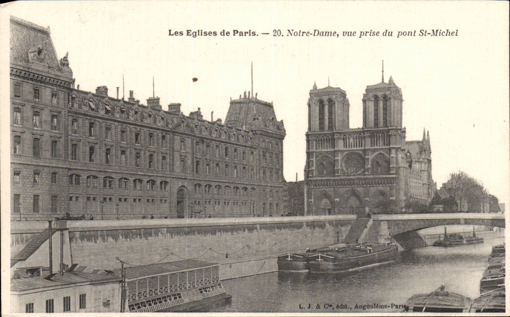 CPA la iglesia de Paris nuestra senora vista de la lancha a remolque del St Miguel del puente