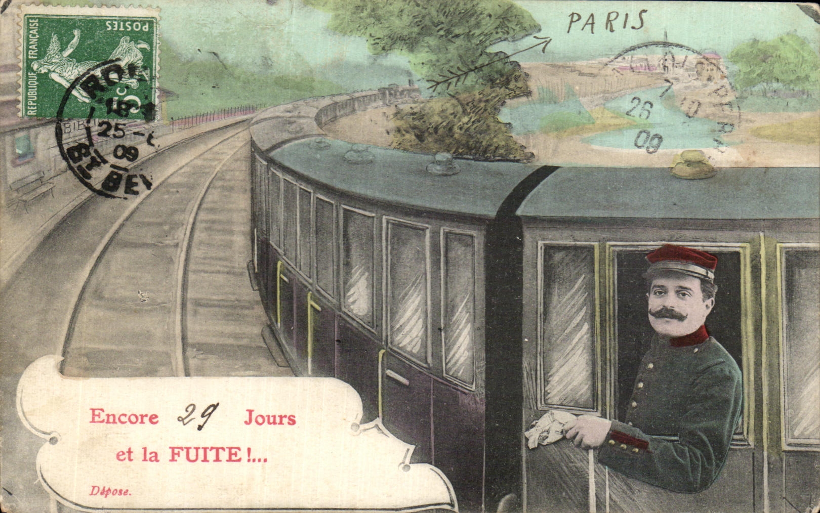 CPA Paris Still 29 days and the escape Militaria Train
