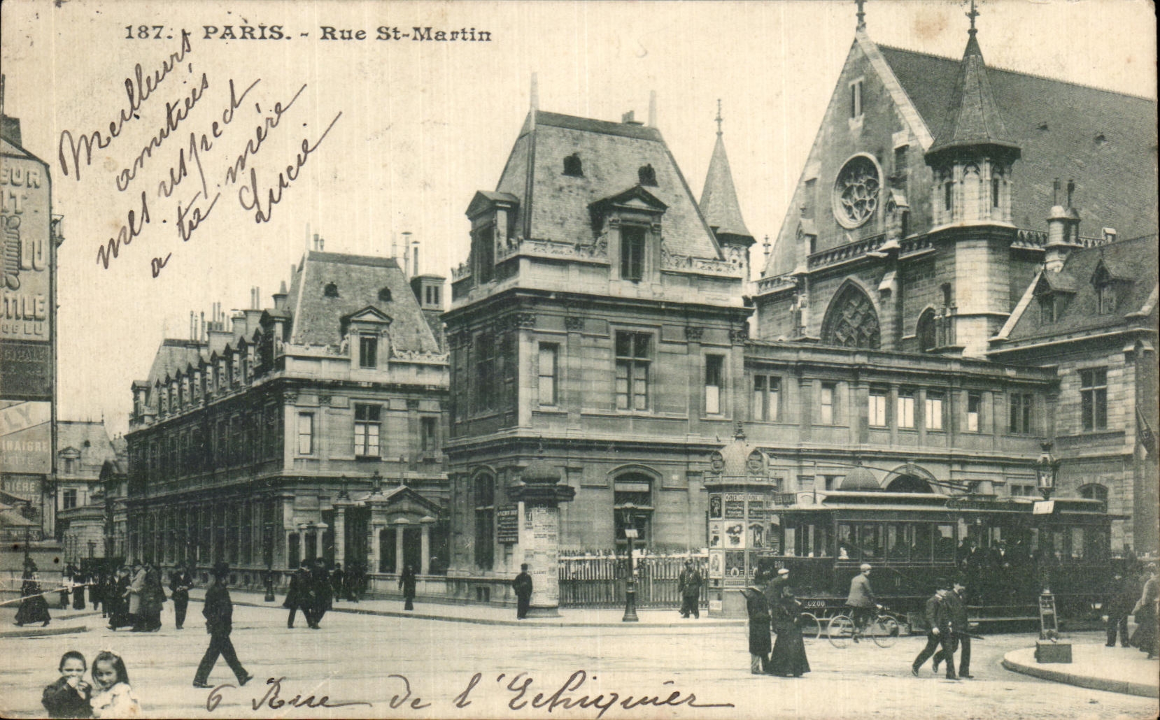 CPA Paris Rue St Martin Tramway