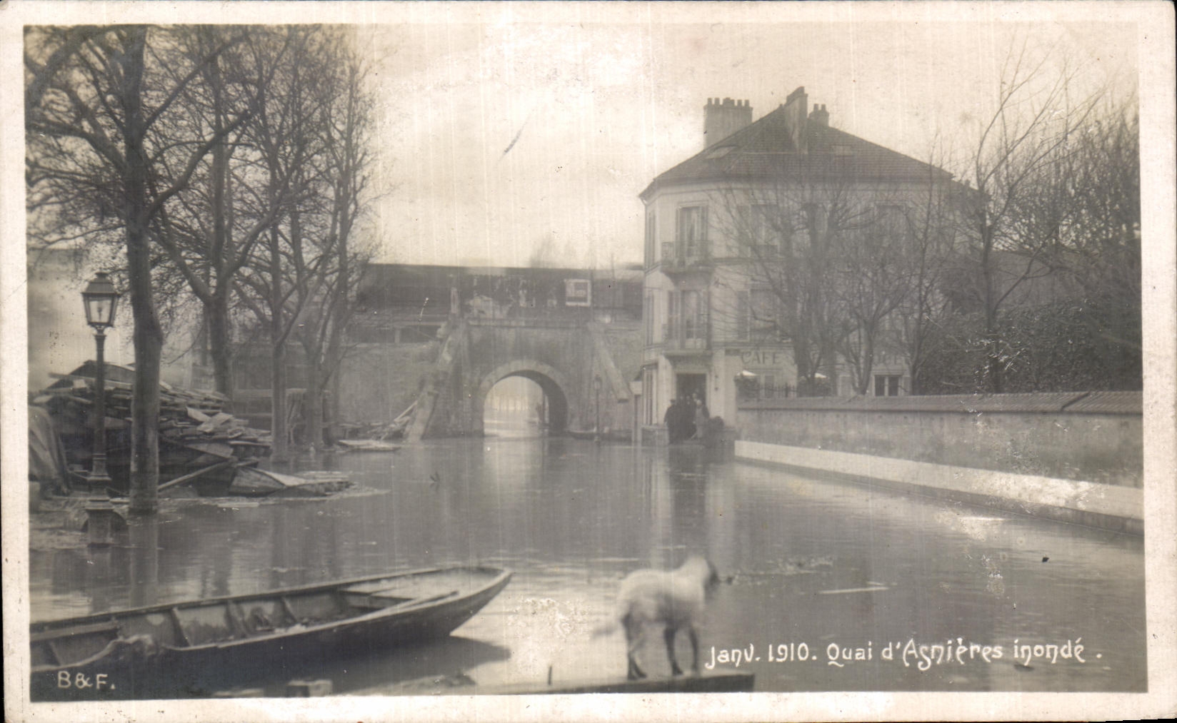CPA Paris Inondations 1910 Quai d'Asnieres inonde
