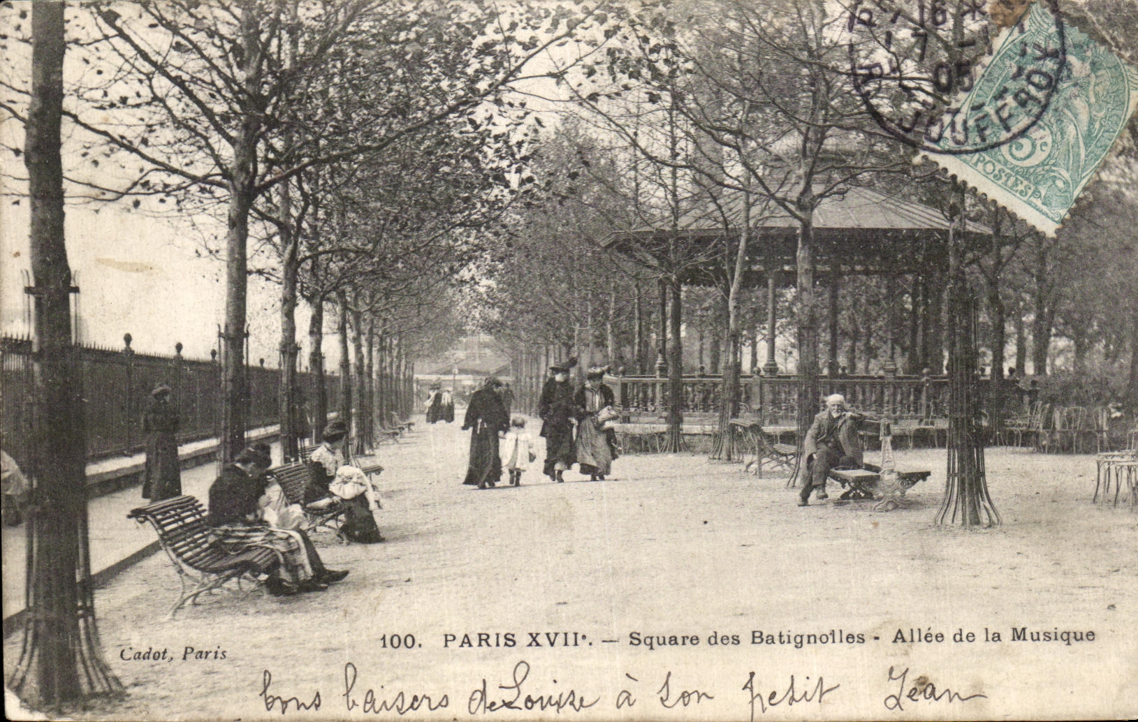 CPA Paris Public garden of Batignolles Allee of the Music