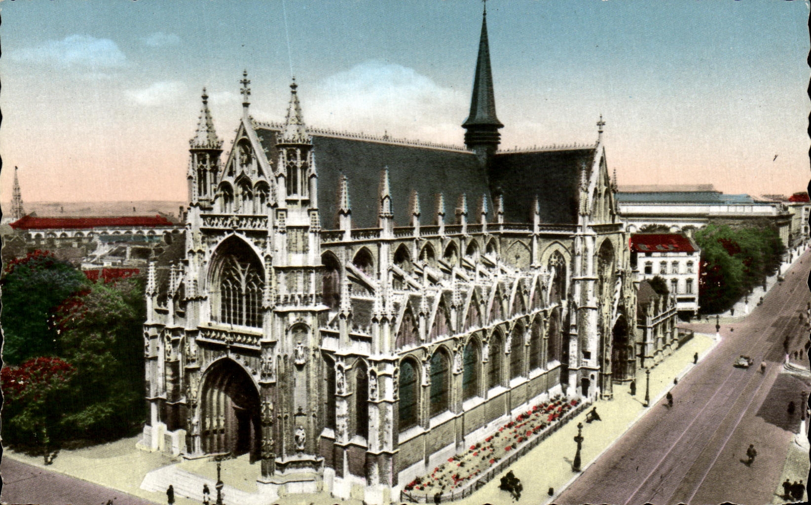 Iglesia de CPA Bruselas Notre Dame con la arena fina de Brussel