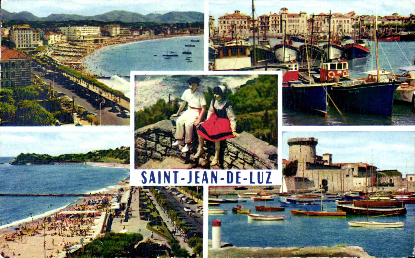 CPSM Saint Jean Du Luz La plage Le port et maison de l'infante Au pays basque Le Socoa