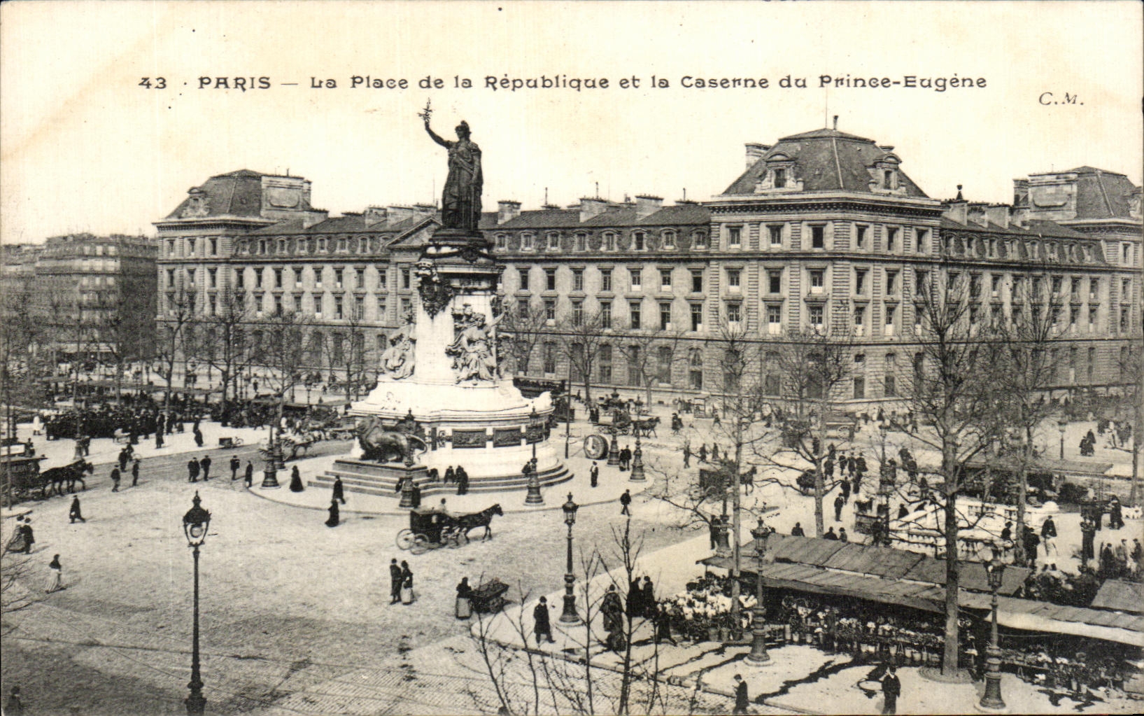 CPA Paris La Place de la Republique et la Caserne du Prince Eugene