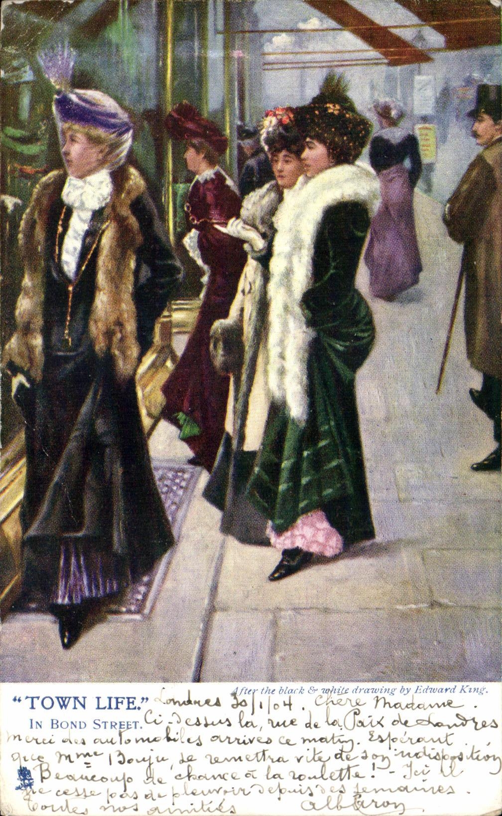 CPA Town Life In Bond Street Londres London Edward King Femmes
