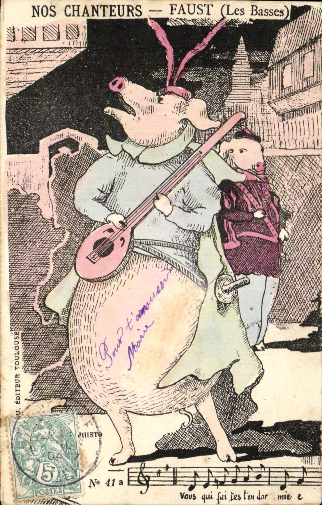 CPA Our Faust singers Low the Pig Pig