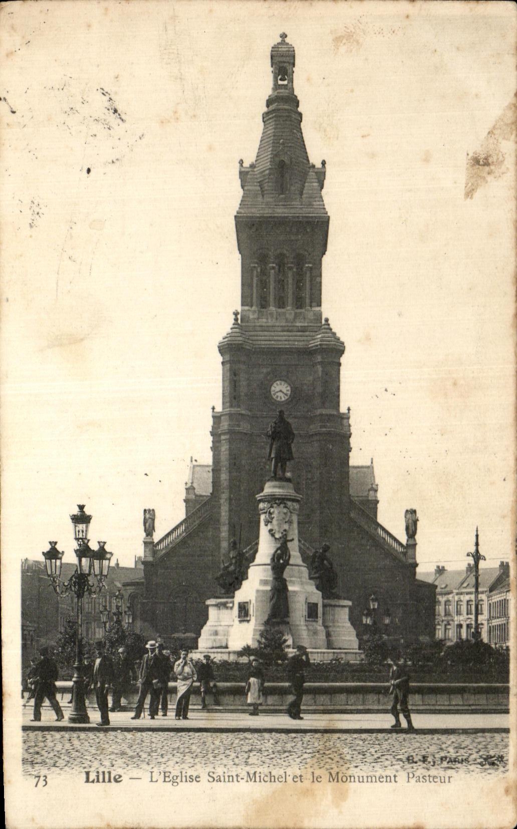 CPA Lille the Church Saint Michel And the Pasteur Monument
