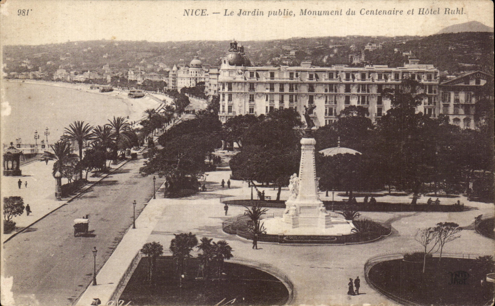 CPA Niza el monumento del jardin publico del centenario y del hotel de Ruhl