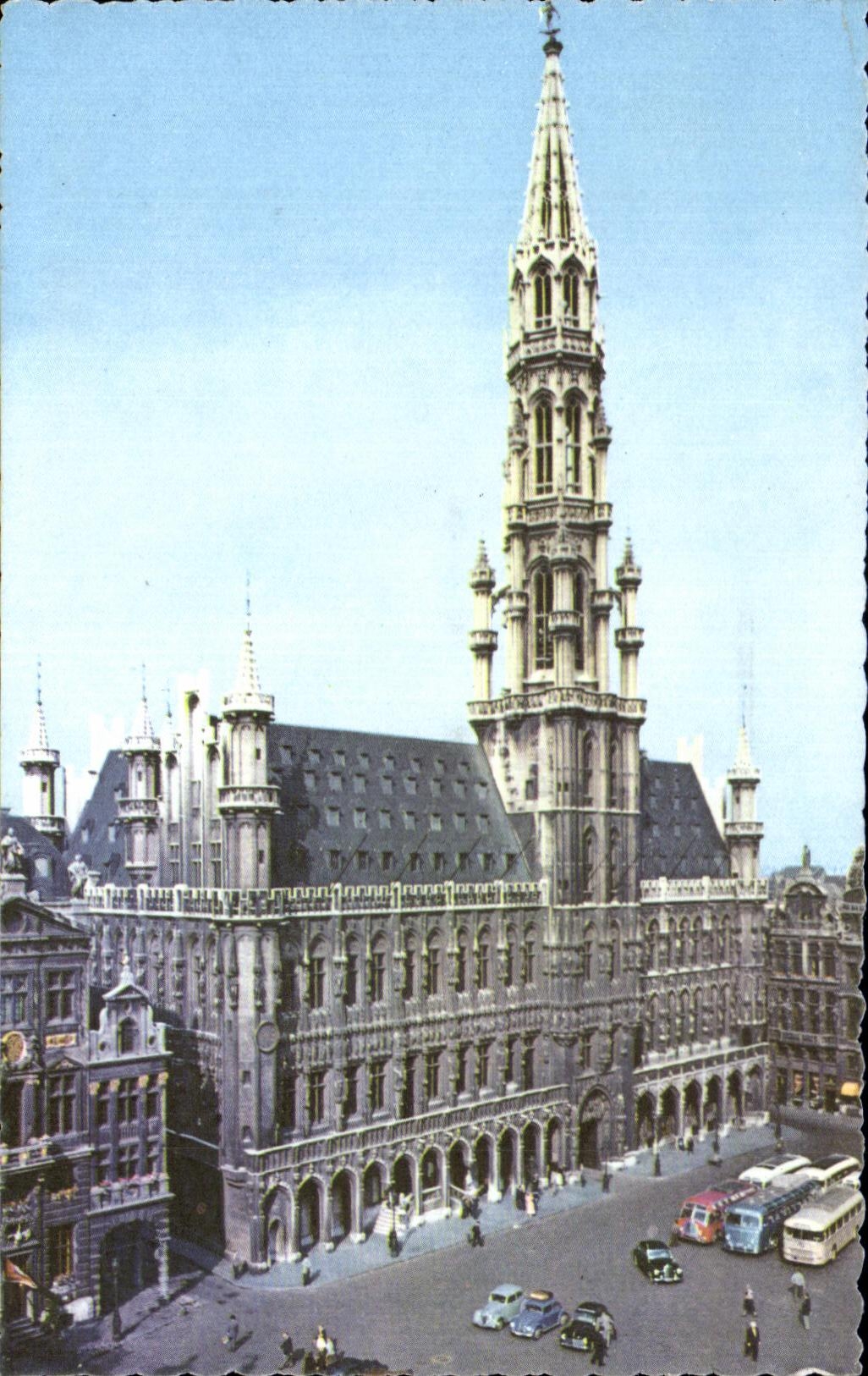CPA Brussels Grand Places Town hall Brussel grote Markt Stadhuis Brussels Town hall and Square