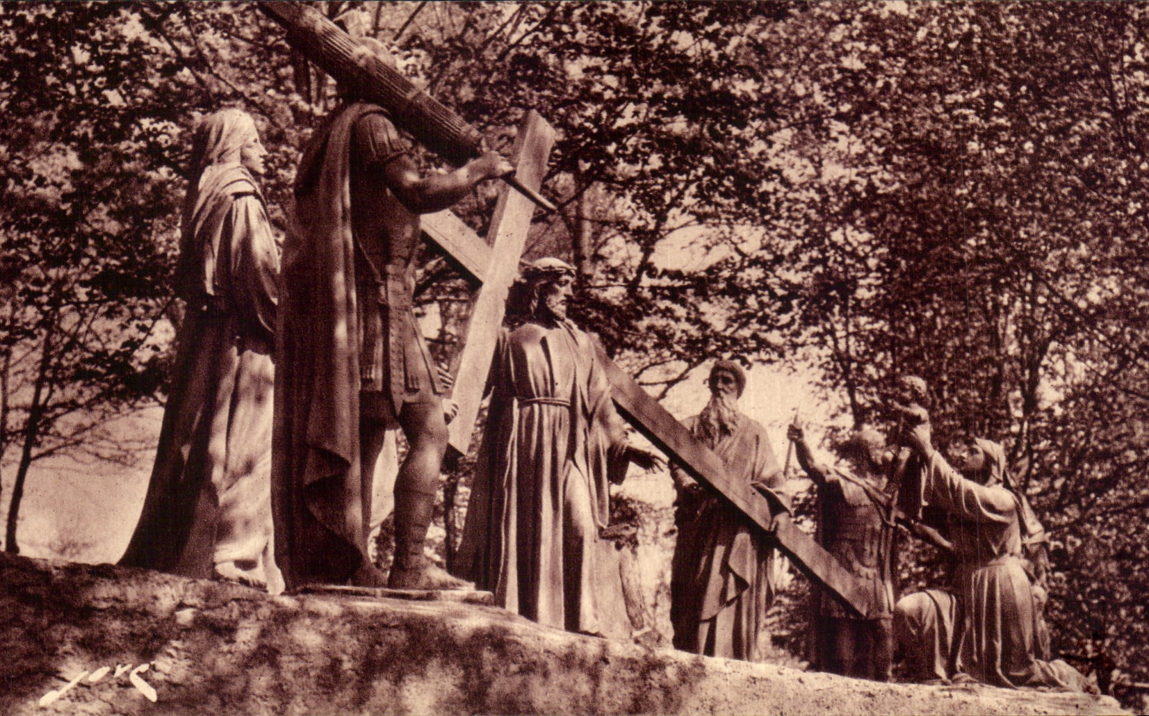 CPA Lourdes Martyrdom VII Jesus Station comforts the girls of Jerusalem