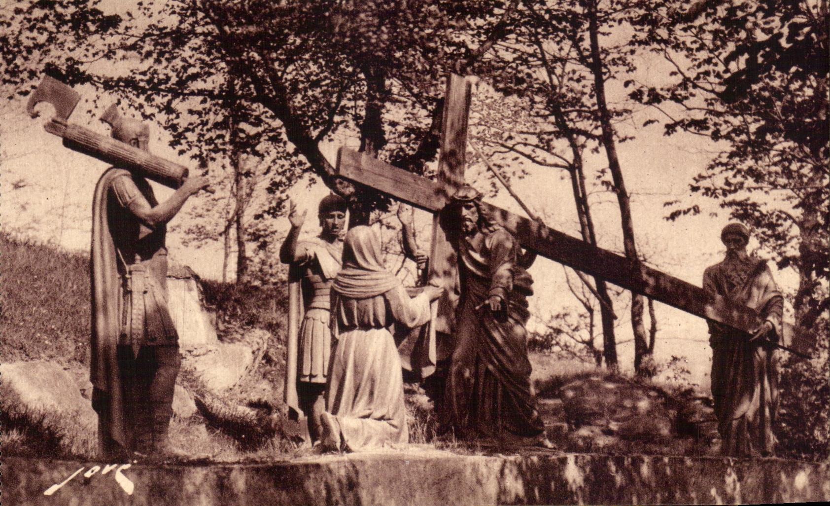 CPA Lourdes Martyrdom VI Station a pious woman essuie the face of Jesus