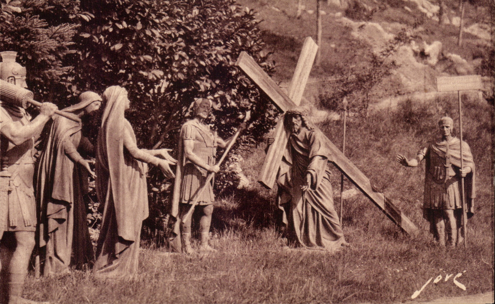 CPA Lourdes the Jesus Martyrdom meets his Mother