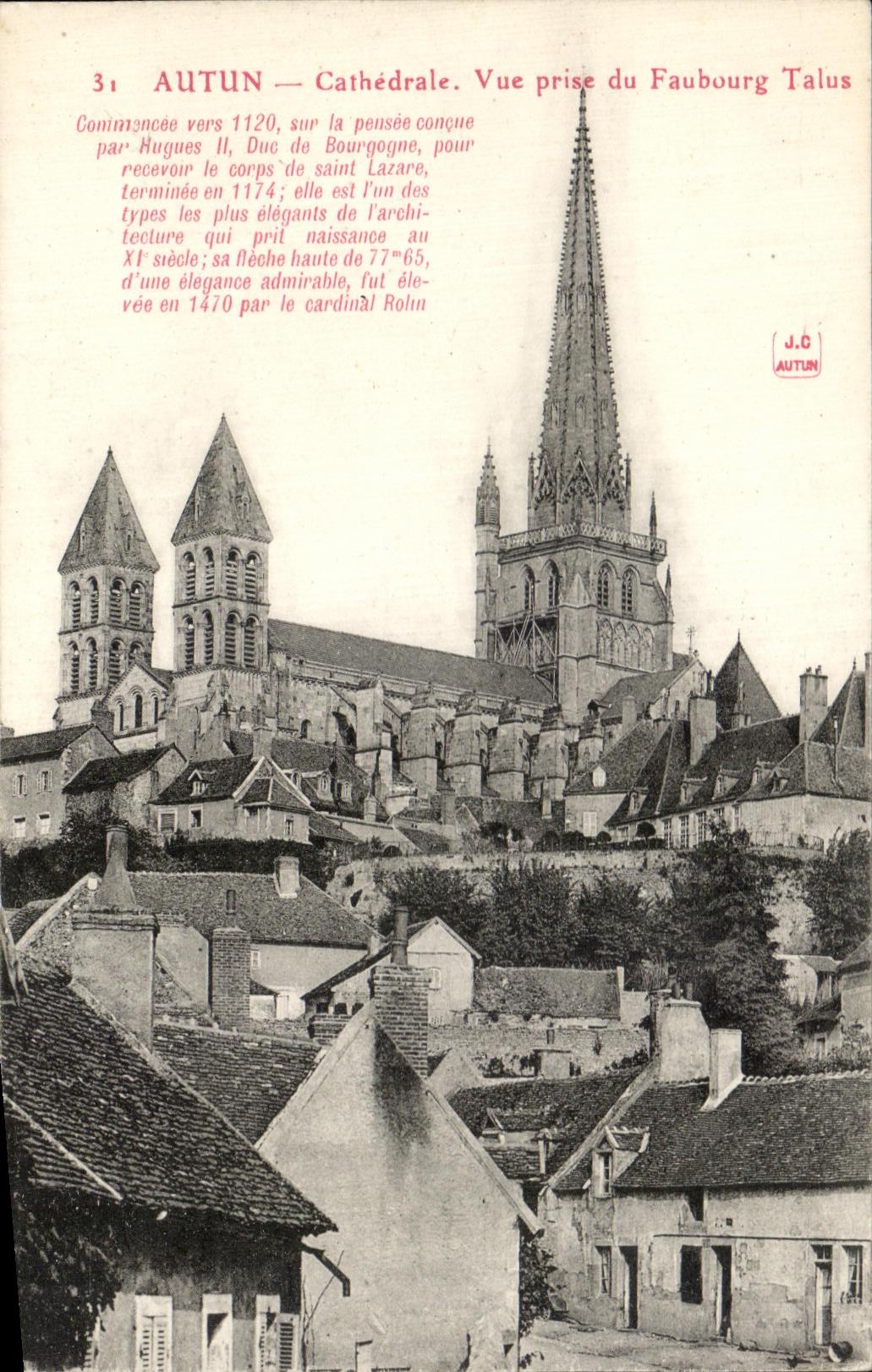 CPA Autun Cathedral Seen from of the Suburb Slope