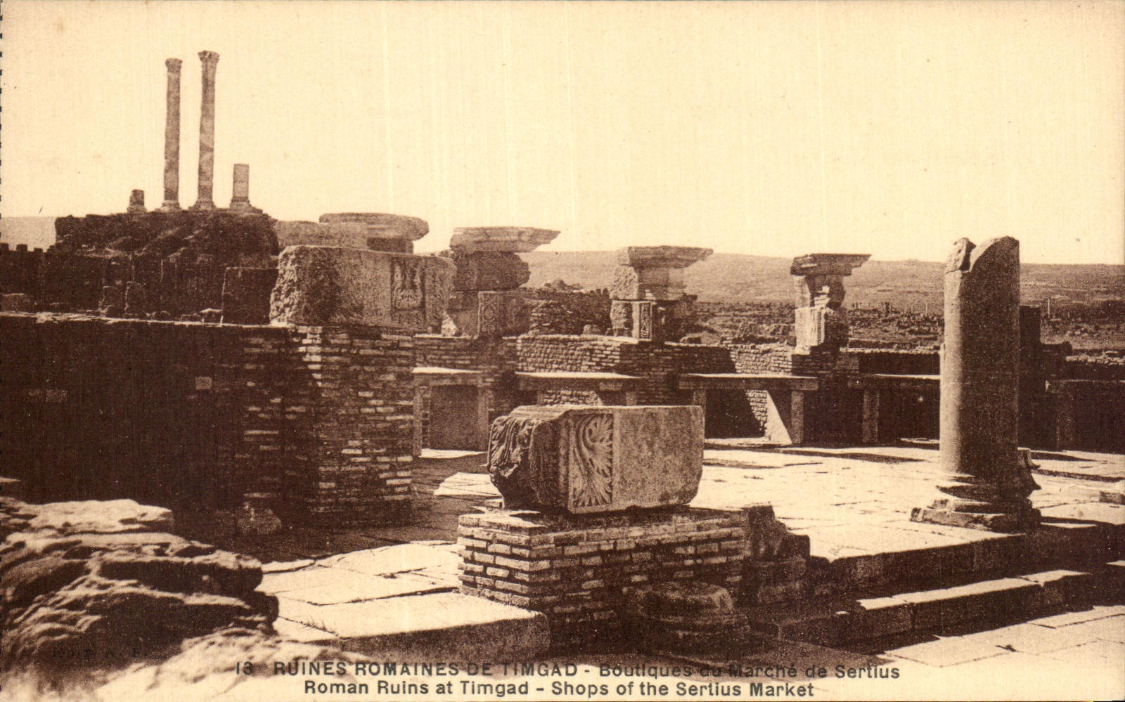 CPA Ruines Romaines De Timgad Roman Ruins at Timgad Shops of the Sertius