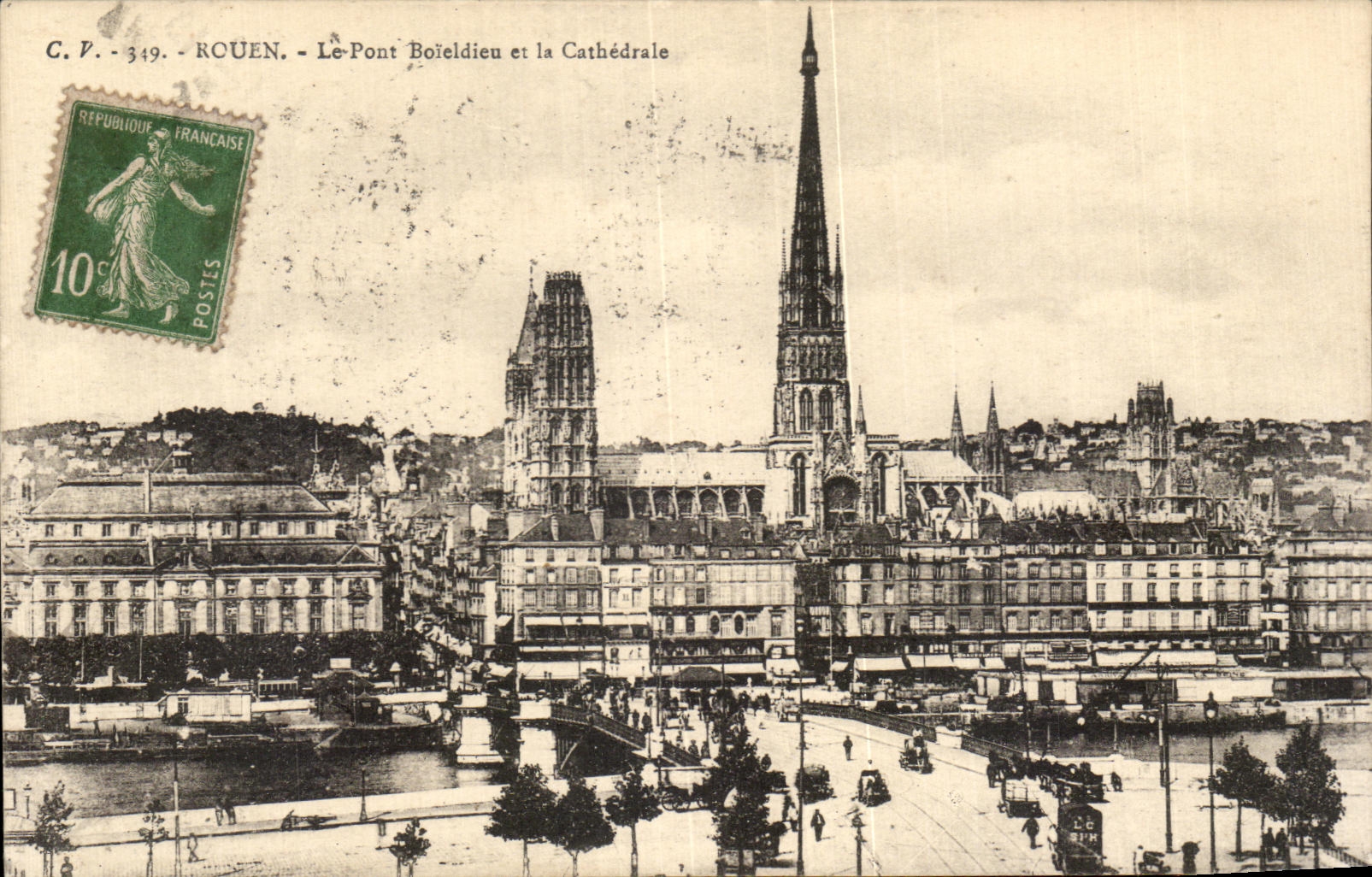 CPA Rouen the Boiedieu Bridge and the Cathedral