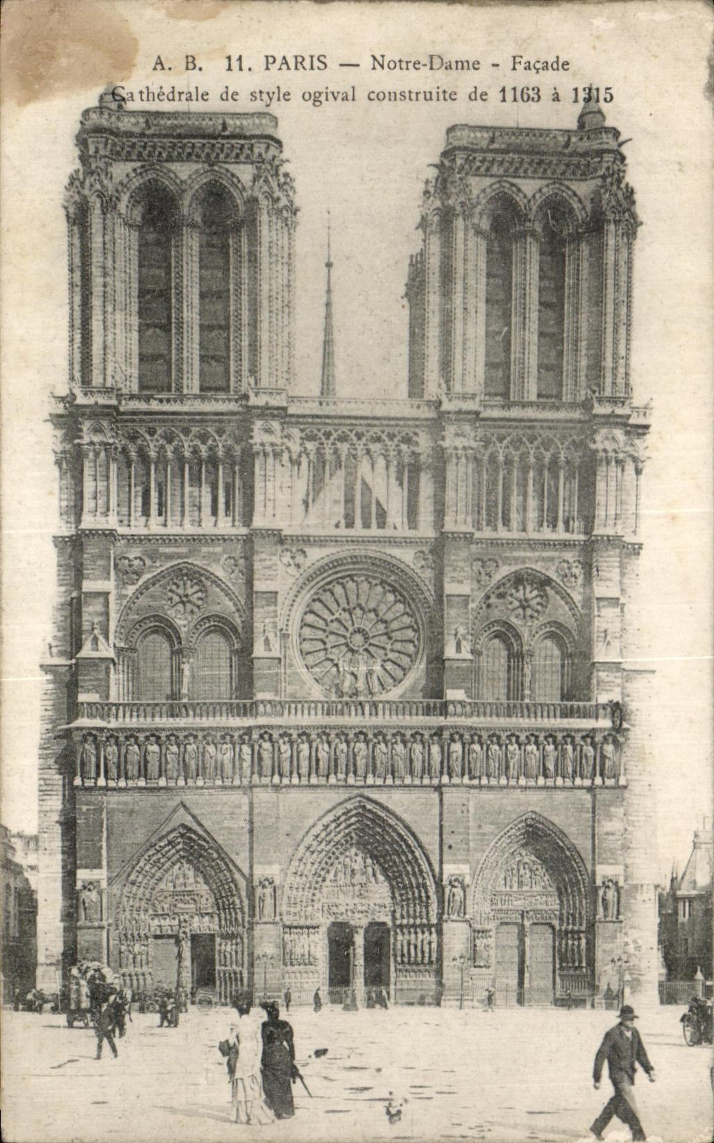 Catedral del ataque frontal de CPA Paris Notre Dame