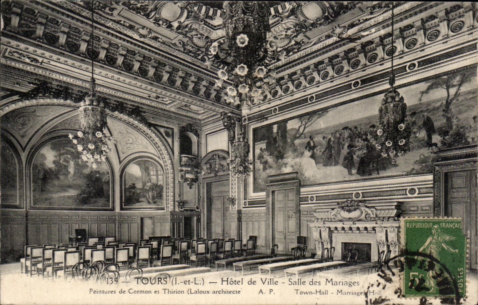 CPA Tours Hotel de Ville Salle des Mariages