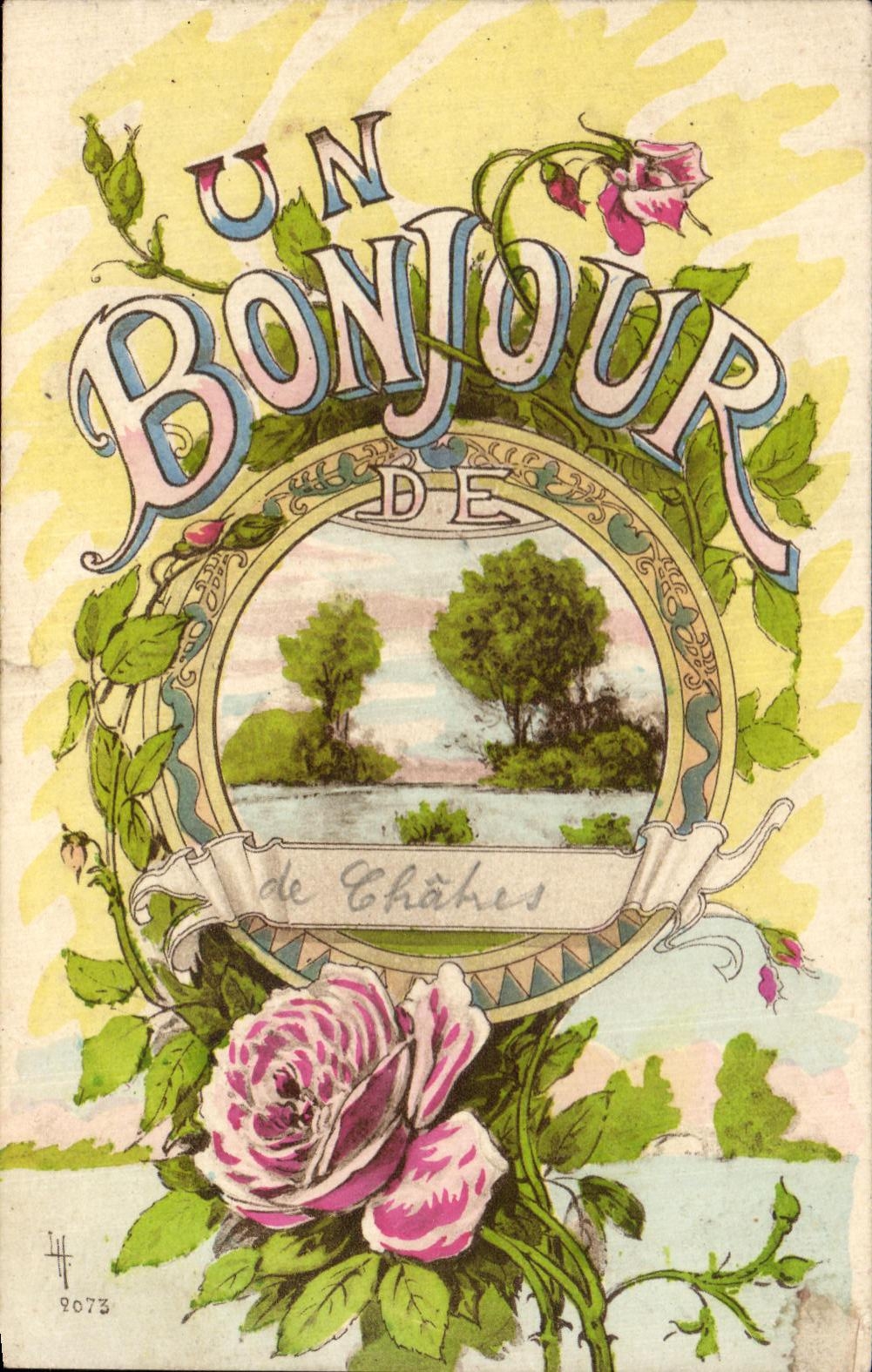 CPA Un Bonjour de Chatres Fantaisie Fleurs