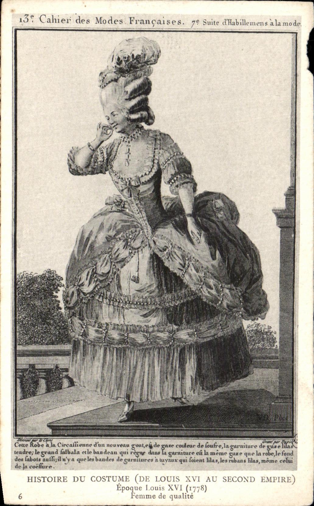CPA Cahier des Modes Francaises Histoire du costume Epoque Louis XVI femme de qualite