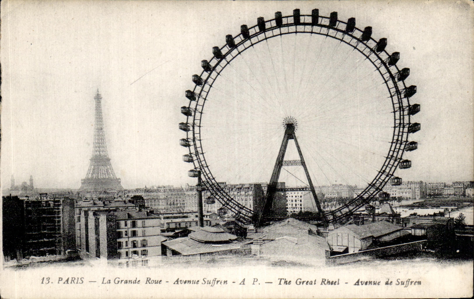 CPA Paris La Grande Roue Avenue Suffrin The Great Rheel Avenue de Suffren Tour Eiffel