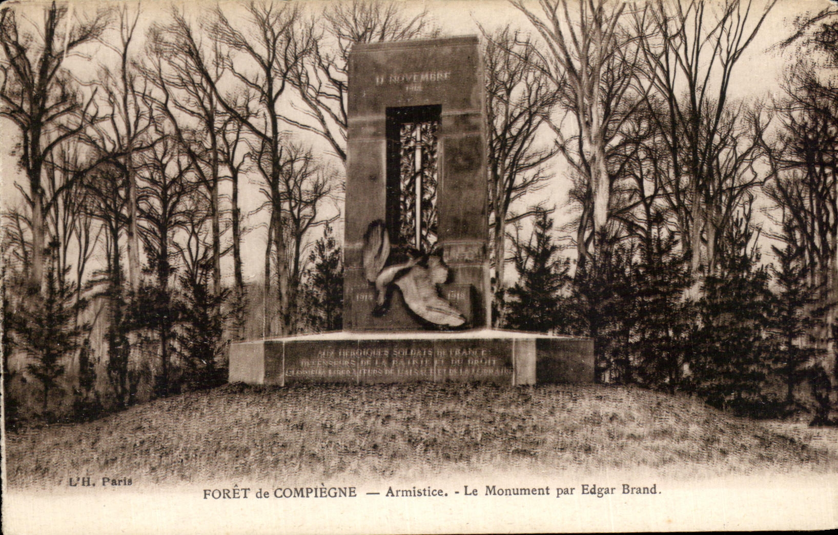 CPA Drill of Compiegne Armistice the monument by Edgar Brand Militaria Eagle
