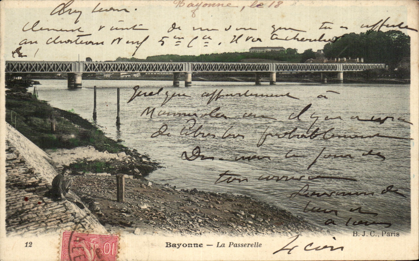 CPA Bayonne the Footbridge